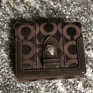 Coach Brown Square Compact Wallet